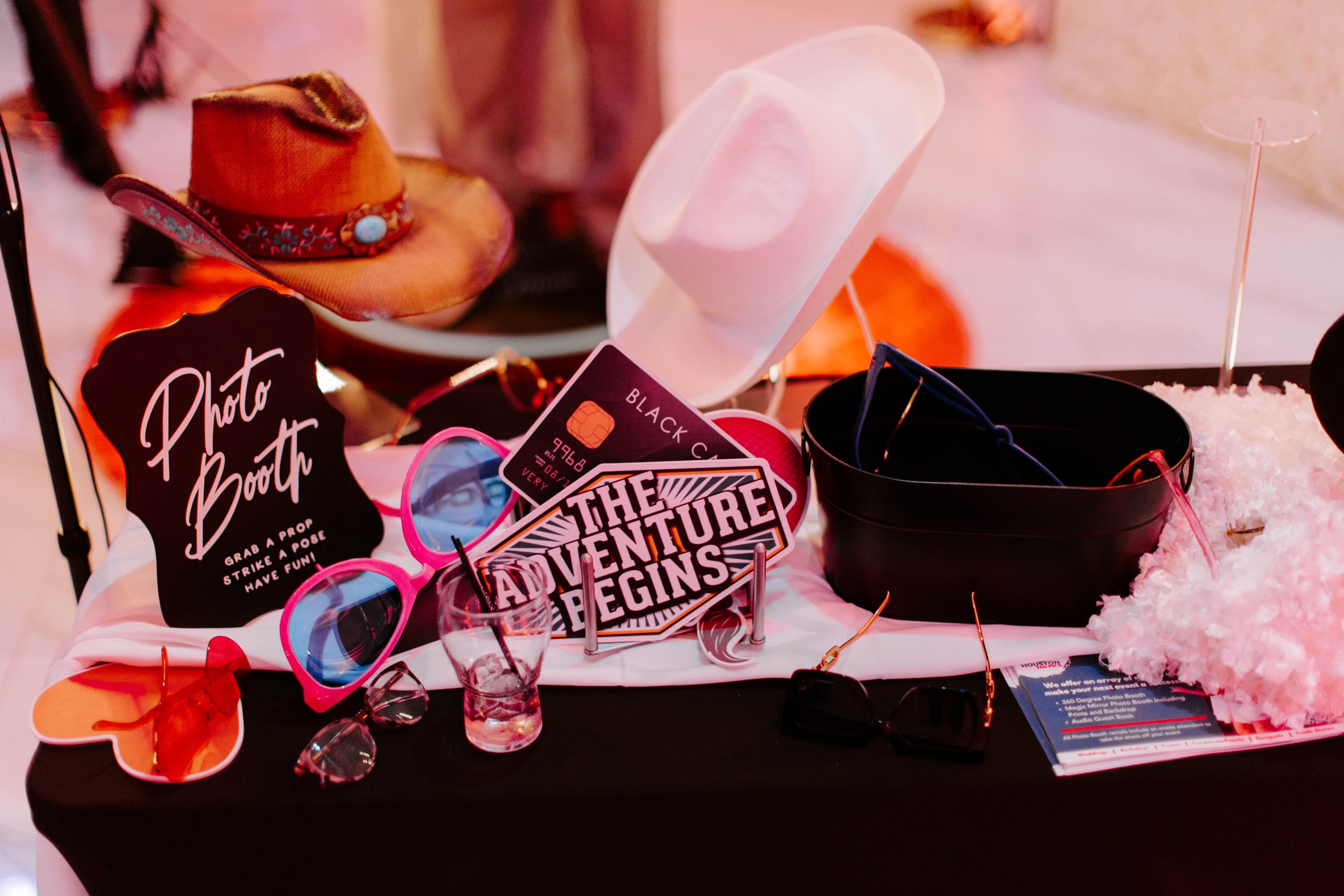 Fully stocked props table at an event